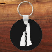 603 Nh New Hampshire Area Code State Map Tee Sleutelhanger (Voorkant)