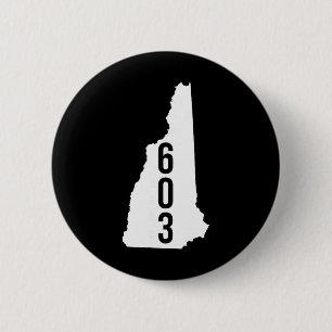 603 Nh New Hampshire Netnummer Staat Kaart T-shirt Ronde Button 5,7 Cm