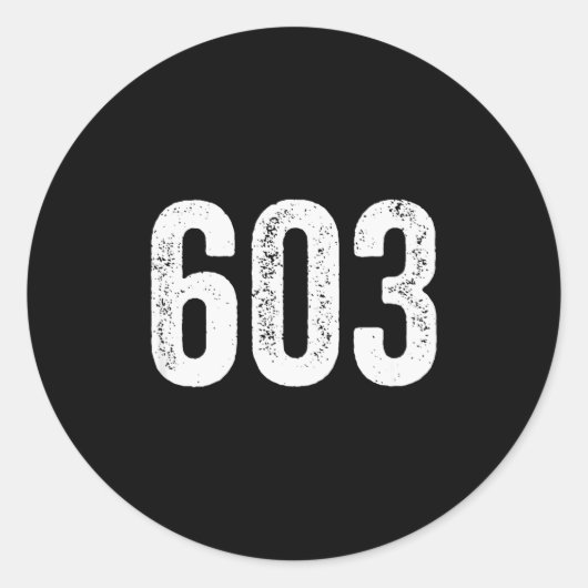 603 Noodlijdend New Hampshire Netnummer Ronde Sticker (Voorkant)