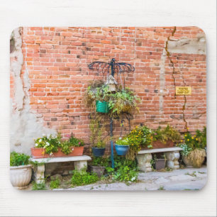 6090-bakstenen muur met Planten Muismat