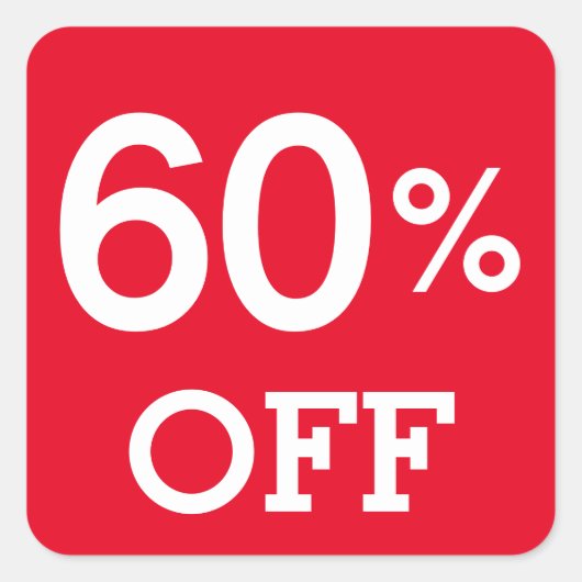 60% 60% korting: wit rood vierkante sticker (Voorkant)