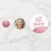 60 and Fabulous Pink Glitter 2 Foto 60e verjaardag Confetti (Achterkanten)