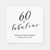 60 and Fabulous Sixtieth Birthday Elegant Script Servet (Voorkant)
