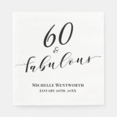 60 and Fabulous Sixtieth Birthday Elegant Script Servet (Voorkant)