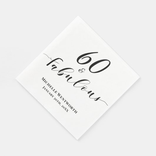 60 and Fabulous Sixtieth Birthday Elegant Script Servet (Hoek)