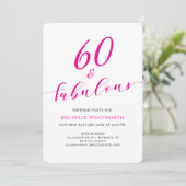 60 and Fabulous Sixtieth Birthday Hot Pink Script Kaart (Staand voorkant)
