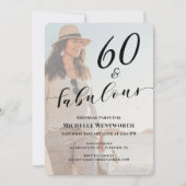 60 and Fabulous Sixtieth Birthday Photo Script Kaart (Voorkant)