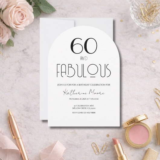 60 and Fabulous Sixty Birthday Invitation Kaart