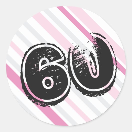 60 ans Anniversaire 60 Autocollants Rose (Devant)