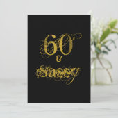 60 ans et Sassy 60e Invitation Anniversaire Noir e (Debout devant)