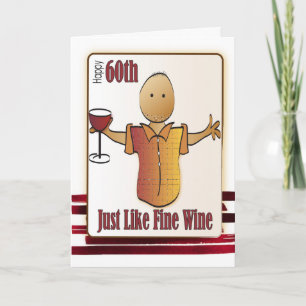 60 Birthday-kaart voor Man - Handgeschreven Cartoo Kaart