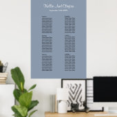60 Blue Simple Wedding Seating Chart Poster (Thuiskantoor)