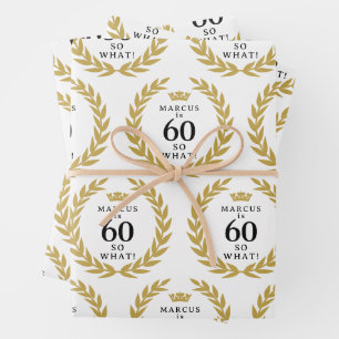 60 Dan maar Funny Laurel Wreath Kroon 60e Verjaard Inpakpapier Vel