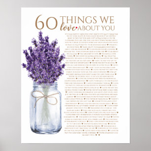 60 dingen die we van je houden lavendel oma tante poster