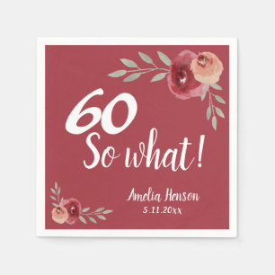 60 Dus wat Roos Rode Waterverf 60e verjaardag Servet
