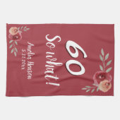 60 Dus wat Roos Rode Waterverf 60e verjaardag Theedoek (Horizontaal)