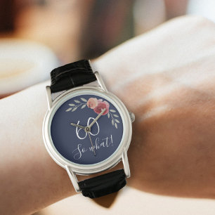 60 dus welke Waterverf Rozen Floral 60th Birthday Horloge