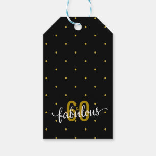 60 en Fabulous 60th Birthday Gold en Black Cadeaulabel
