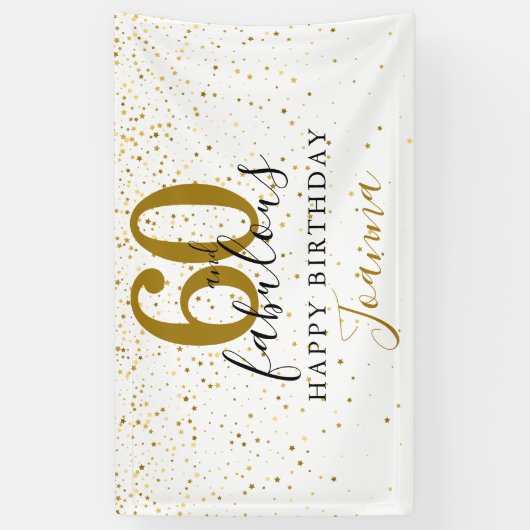 60 en Fabulous Birthday Elegant Gold en Black Spandoek (Verticaal)