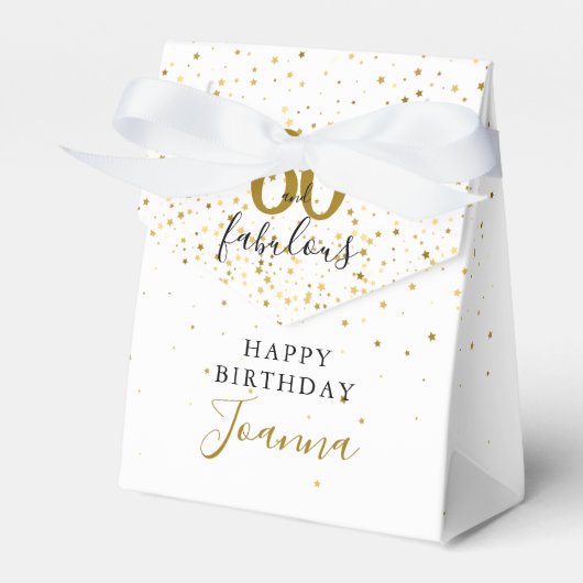 60 en Fabulous Birthday Gold en Black Elegant Bedankdoosjes (Voorkant Zijde)