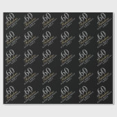 60 en Fabulous Elegant Black 60th Birthday Cadeaupapier (Vlak)