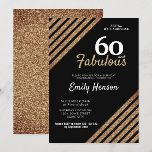 60 en Fabulous Elegante Gouden Glitters 60e Verjaa Kaart