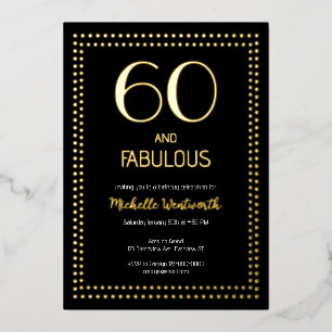 60 en Fabulous Elegante Zestigste Verjaardagsfeest Folie Uitnodiging