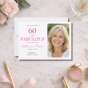 60 en Fabulous Foto Roze 60ste Verjaardagsfeestje Kaart