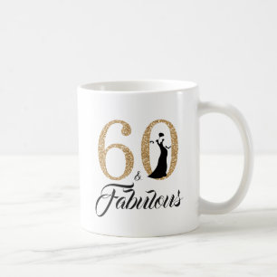 60 en Fabulous Gold Glitter 60th Birthday Koffiemok