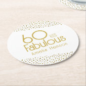60 en Fabulous Gold Glitter 60th Birthday Ronde Kartonnen Onderzetter (Gebogen)