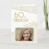 60 en Fabulous Gold Glitter Photo 60th Birthday Kaart (Voorkant)