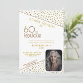 60 en Fabulous Gold Glitter Photo 60th Birthday Kaart (Staand voorkant)