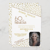60 en Fabulous Gold Glitter Photo 60th Birthday Kaart (Voorkant / Achterkant)