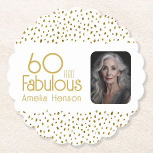 60 en Fabulous Gold Glitter Photo 60th Birthday Kartonnen Onderzetters