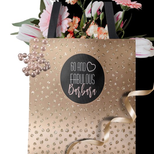 60 en Fabulous Gold Glitter Sparkle Girly 60th Draagtas