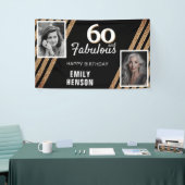 60 en Fabulous Gouden Glitter 2 Foto 60e Verjaarda Spandoek (Beurs)