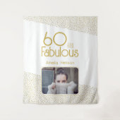 60 en Fabulous Gouden Glitter 60e Verjaardag Foto Wandkleed (Voorkant)