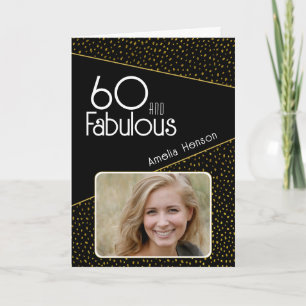 60 en Fabulous Gouden Glitter Foto 60e Verjaardag Kaart