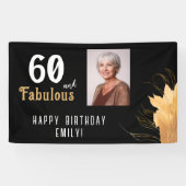 60 en Fabulous Gouden Loof 60ste Verjaardag Foto Spandoek (Horizontaal)