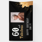 60 en Fabulous Gouden Loof 60ste Verjaardag Foto Spandoek (Verticaal)