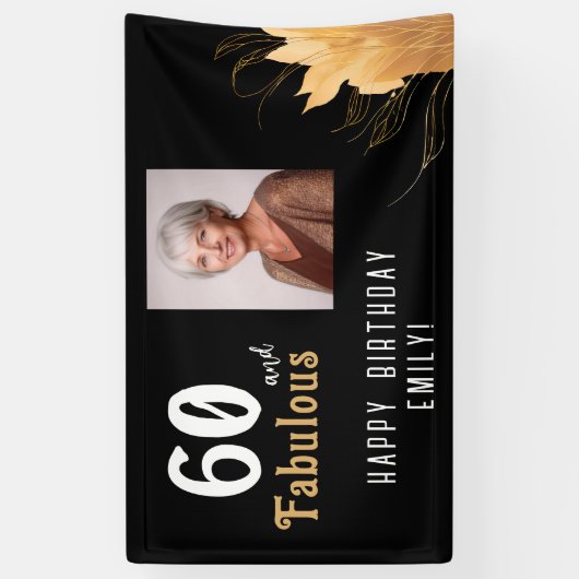60 en Fabulous Gouden Loof 60ste Verjaardag Foto Spandoek (Verticaal)