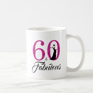 60 en Fabulous Hot Pink Glitter 60th Birthday Koffiemok