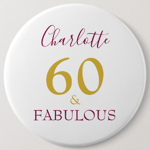 60 en Fabulous Moderne 60e Verjaardag Ronde Button 6,0 Cm