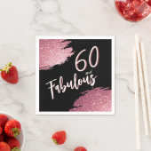 60 en Fabulous Pink Glitter 60e verjaardag Servet (Insitu)