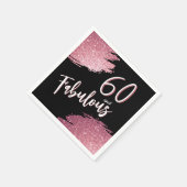 60 en Fabulous Pink Glitter 60e verjaardag Servet (Hoek)