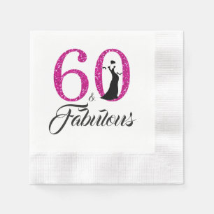 60 en Fabulous Pink Glitter 60ste verjaardagsfeest Servet
