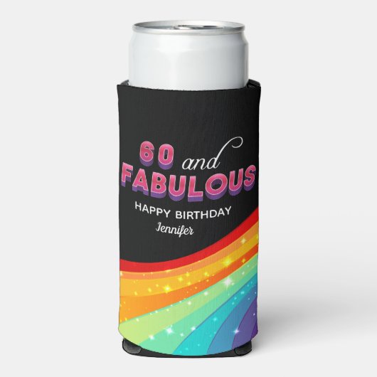 60 en Fabulous Rainbow Verjaardagsfeest Custom (Seltzer Voorkant)