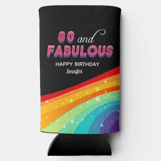 60 en Fabulous Rainbow Verjaardagsfeest Custom (Achterkant)