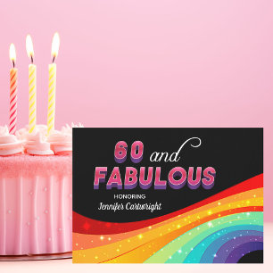 60 en Fabulous Regenboog Glitter Verjaardagsfeestj Kaart