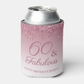 60 en Fabulous Roos Gold Pink Dripping Glitter Blikjeskoeler (Blikje Voorkant)